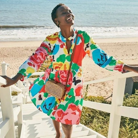 J.Crew Tiered popover Dress in Ratti® Jardin Floral Size Small - Picture 1 of 10